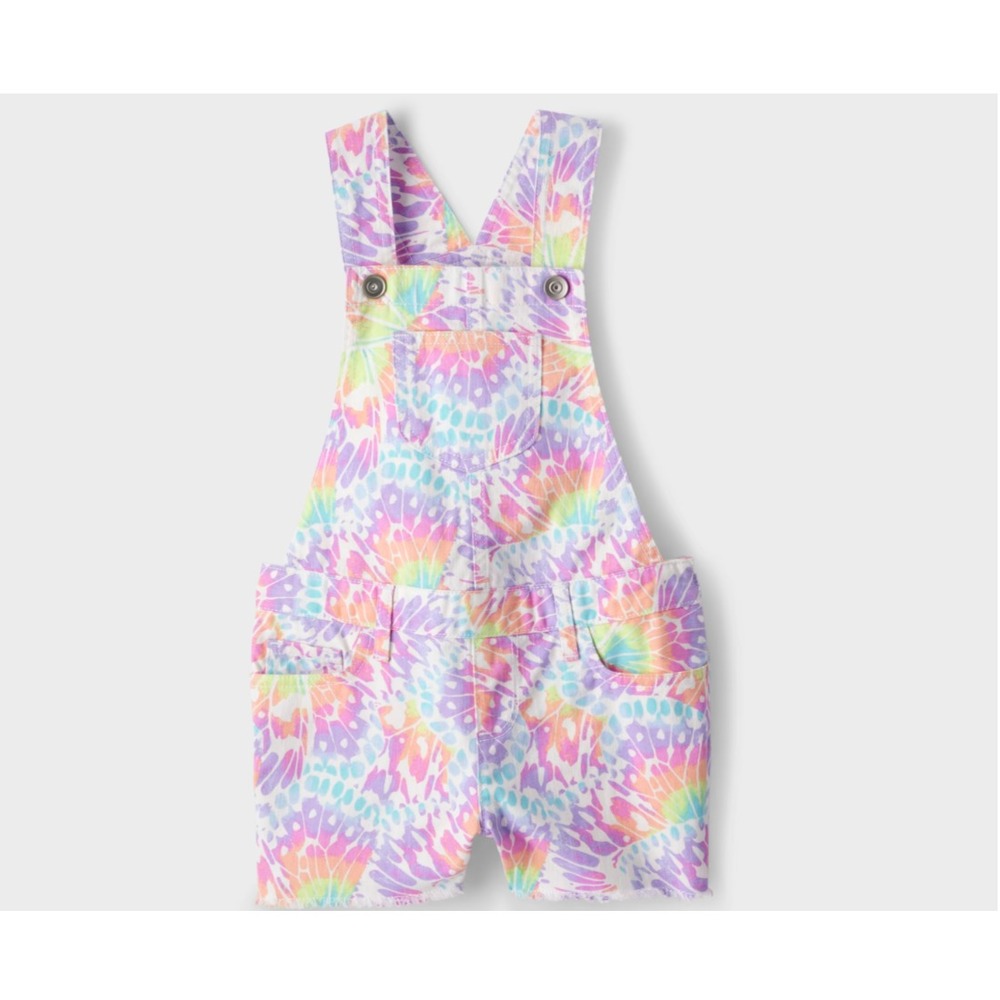 The Children's Place Girls Tie Dye Butterfly Shortalls Pastel Denim Size 6X/7